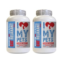 I LOVE MY PETS LLC cat Calming Products for Cats in Heat - CAT Relaxant - Anxiety Relief & Calmer - Premium Quality Treats - cat Calming Travel - 180 Treats (2 Bottles)