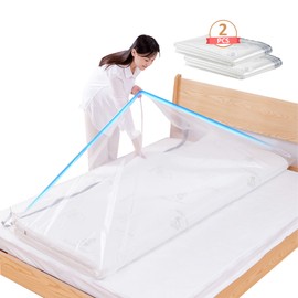 2PCS Large Vacuum Mattress Bag, Large Mattress Vacuum Storage Bag Waterproof Sealable Vacuum Seal Mattress Bag with Zip Reusable Space Saver Bags for Mattress, Clothes, No Vacuum Pump 220 * 100CM