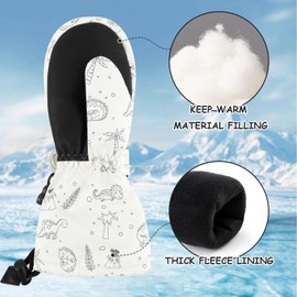JANGANNSA Baby Gloves Dinosaur Winter Kids Mittens Baby Boy Girl Waterproof Gloves Unisex Outdoor Gloves Ski Gloves 1-6 Years