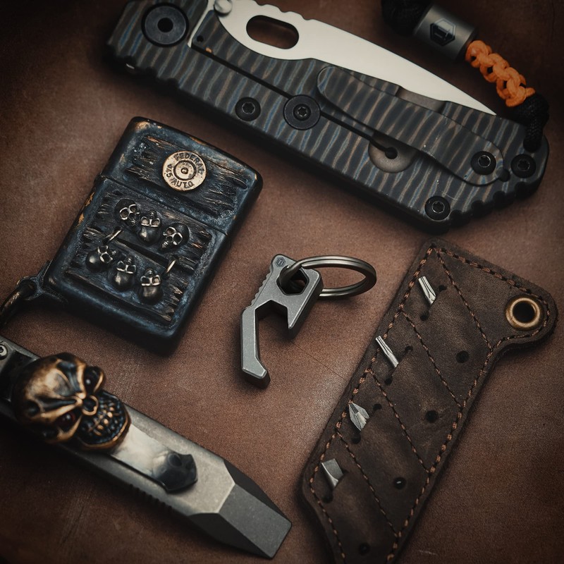 KeyUnity KA13 Titanium Bottle Opener Keychain, 2 in 1 EDC