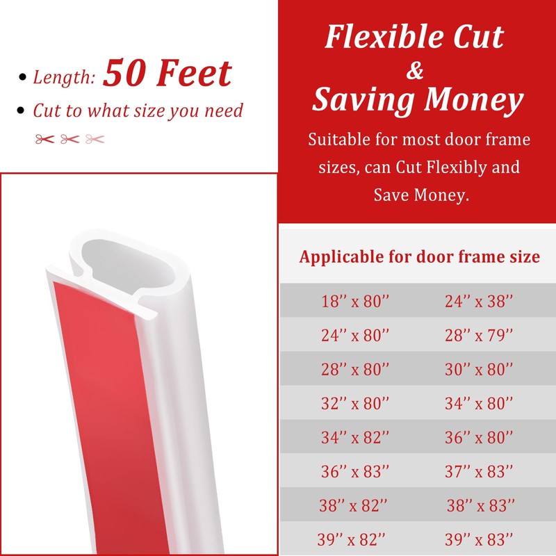 Fingwerk 50 Feet D-Shape Rubber Weather Stripping Door Seal Strip,