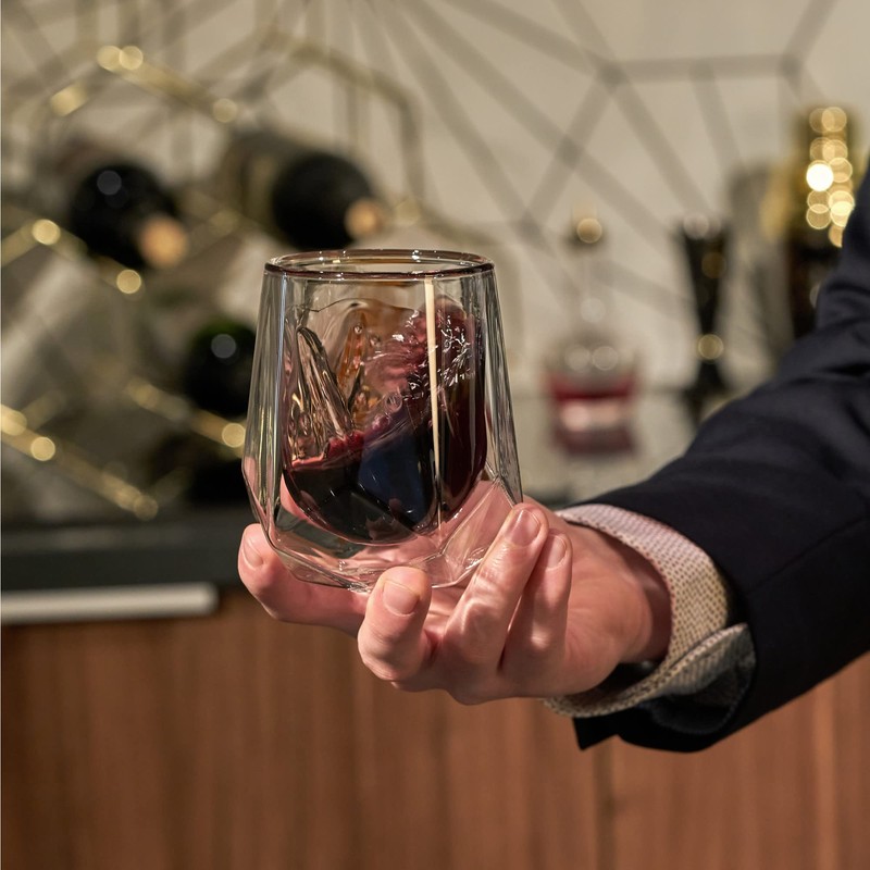 Viski Alchemi Aerating Wine Glass, Double Walled Tasting Tumbler for