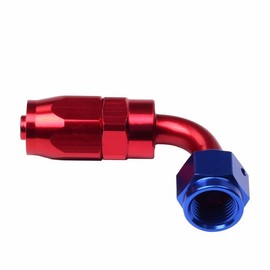 smileracing Red-Blue 6AN 90 Degree Swivel Hose End Fitting Swivel Coupler Fitting Adapter Union Hose End Aluminum Fuel Line Fittings