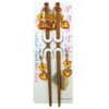 CUTE Lt.Brown Heart Beads Dangle Hair Chop Sticks Chopsticks Picks