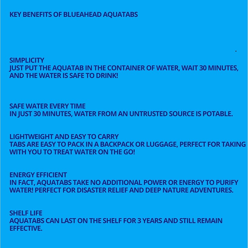 Aquatabs NaDCC 8.5 MG x 100 World's #1 Water Purification