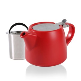 Auxmeware - Ceramic Teapot With Infuser For Loose Tea And Blooming Tea, Ceramic Tea Pot And Tea Kettle, Perfect Tea Maker, Red Teapot 550ml/19oz