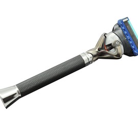 Diamond Design Anti Slip Metal Handle Fusion Proglide Flexball Razor Shaver Black Finish