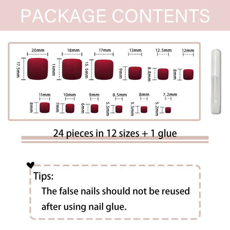 24 PCS Stick on Toenails Cat Eye Red, False Toe