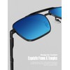 LUENX Polarized Square Aviator Sunglasses for Men Rectangular Mirror Dark