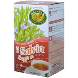 Té de Salvia Greenside Malabar | 30 Bolsitas | Detox Natural, Salud Digestiva y Equilibrio Hormonal | Ideal para Mujeres | Sin Cafeína | 100% Natural