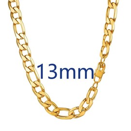 PROSTEEL Smooth Figaro Chain Necklace Stainless Steel Chains Length 14-30 Inches Width 4mm-13mm Hip Hop Jewelry Unisex For Men Women Gift Box - Style: 13mm-Golden, Length: 24"-61 cm