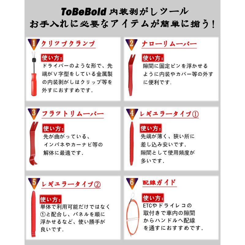 ToBeBold Interior Stripping, Inner Lining, Peel Off Panel, Clip Clamp