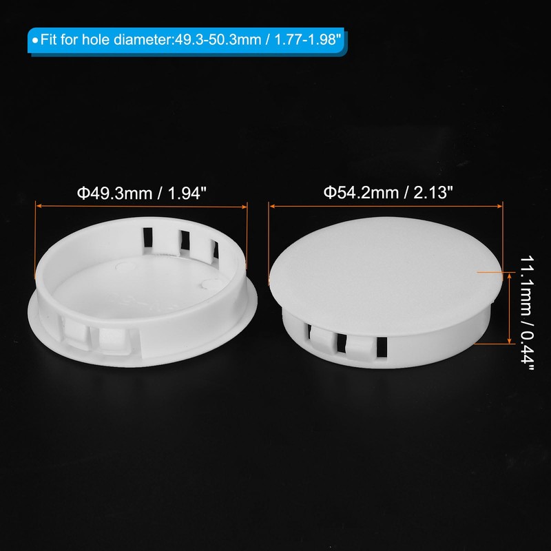 PATIKIL 50mm (2") Plastic Hole Plugs Set of 6 Flush