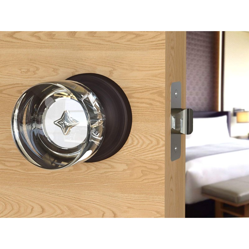 Privacy Round Crystal Door Knobs Venetian Bronze Round Rosette