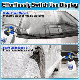 Pressure Washer Foam Cannon with Dual-Connector Tool, Pressure Washer Foam Lance Jet Wash Sprayer with M22-14 and 1/4 Inch Quick Connect, Adjustable Soap Dispenser, 1 Liter, 1/4 Double Tip Attachment