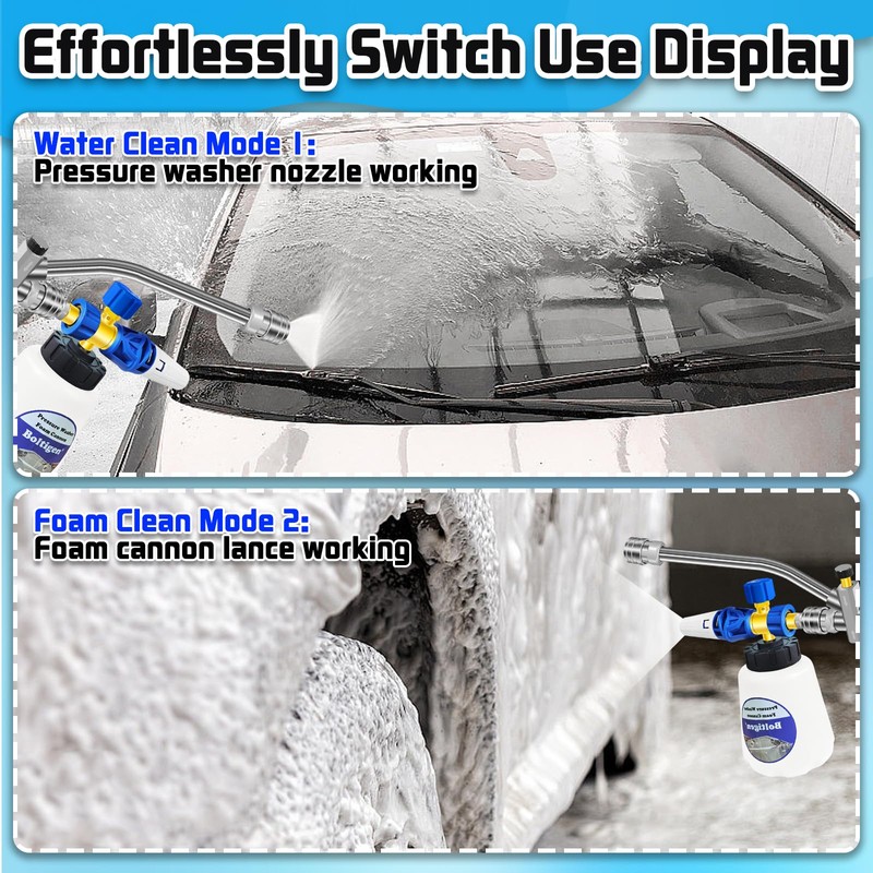 Pressure Washer Foam Cannon with Dual-Connector Tool, Pressure Washer Foam