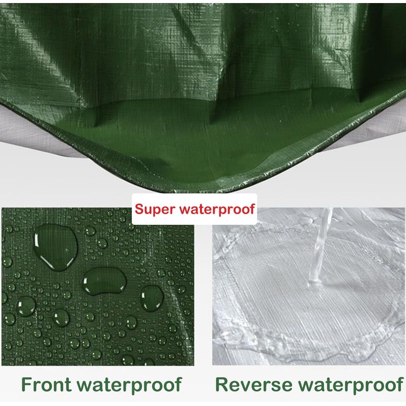 Tarps Heavy Duty Waterproof, Green/Silver 8Mil Polyethylene Tarp Cover with