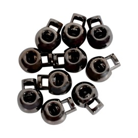 WedDecor Metal Push Button Twin Hole Cord Lock Spring Loaded Toggle Stopper for Shoelaces, Jackets, Sportswear, Clothing, Backpacks, Luggage, DIY Craft Projects (Gunmetal Black, 2pcs)