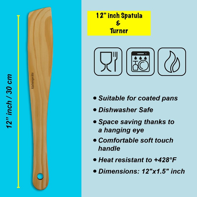 Kuchengerate 3.5 inc Crepe Spreader and 12 inc Wooden Spatula