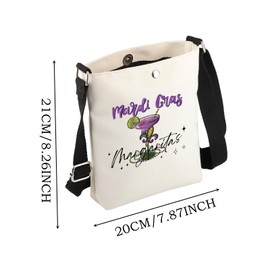 JYTAPP Happy Mardi Gras Gifts Mardi Gras Margarita Wine Crossbody Bag Mardi Gras Drink Party Cocktail Lover Gift (Beige)