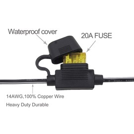 SCCKE 3ft / 0.92m 14 AWG Extension Cord Eyelet Terminal with Battery Clamp 12V/ 24V Battery Clip-On For High-power inverter,boat,RV battery,air pump,car fridge,car cooler,cart fan and other device