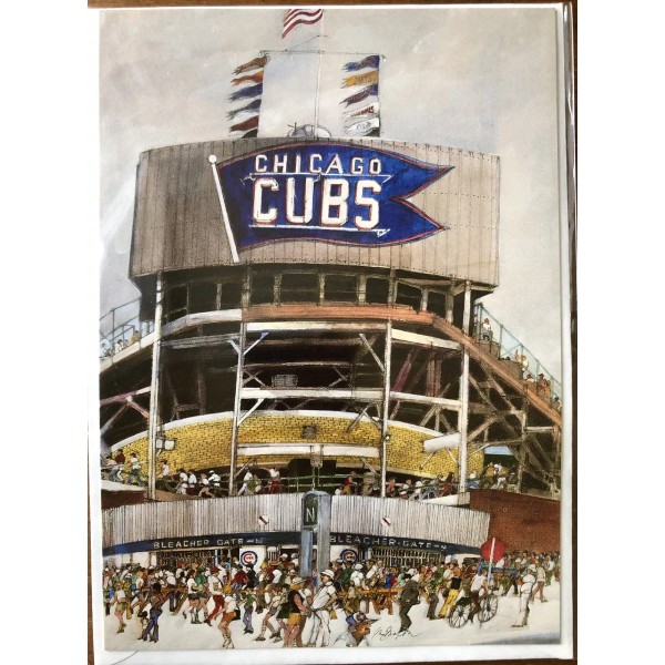 NEW Unused Chicago Cubs Wrigley Field Franklin McMahon Notecard Art