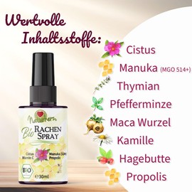 Naturherz Bio Rachenspray mit Cistus, Manuka, Propolis und natürlichem Vitamin C für dein Immunsystem, 30ml