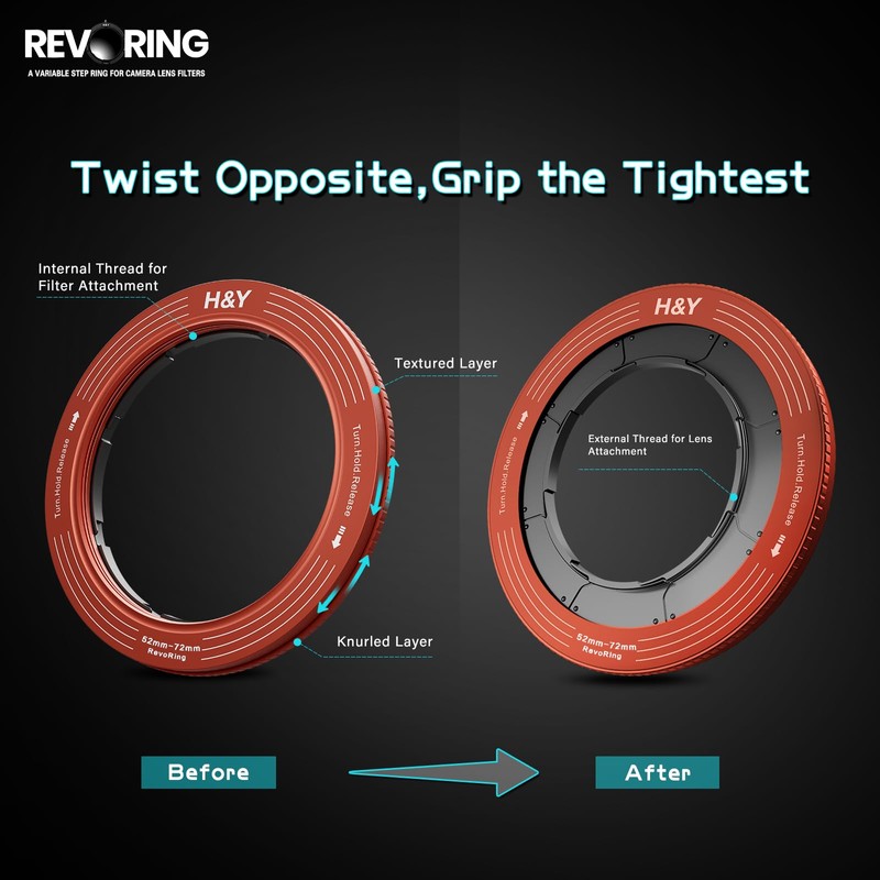 H&Y Step Up Rings for Filters Adapter Variable Step Up