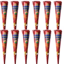 12 x Kaveri Mehendi Henna Cones – Dark Brown Henna for Hand Art, Henna Stencils, and Henna Freckles – Henna Cones for Henna Tattoo Kit - Natural Organic Temporary Tattoo - Box of 12 Individual Cones