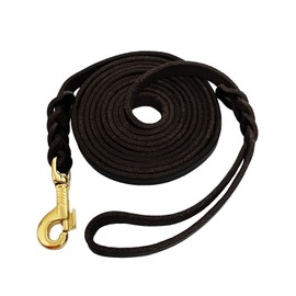 LWBMG Long Leather Dog Leash 10ft,Long Line Pet Leashes,Strong Sturdy Genuine Leather Braided Dog Lead, Soft and Comfortable Leash for Medium and Small Dogs Training Black