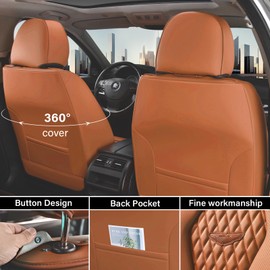 Coverado Seat Covers,Waterproof Seat Covers Front Seats, Brown Car Seat Cover, Luxury Front Car Seat Covers Leather Car Seat Protector, Automotive Car Seat Covers Universal Fit Most Cars