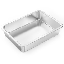onlyfire Stainless Steel Baking Pan Barbeque Grilling Pan for Baking Breads, Grilling Chicken, Vegetables, 14" X 10.5" X 2.8"