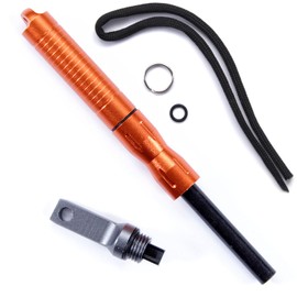 Fire Starter Kit with Lanyard - Ferrocerium - (Safety Orange) - for Camping, Hunting, Fishing, Power Outages, Survival, Safety