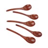 5Pcs Wooden Soup Spoon with Curved Handle Multi Purpose Rice