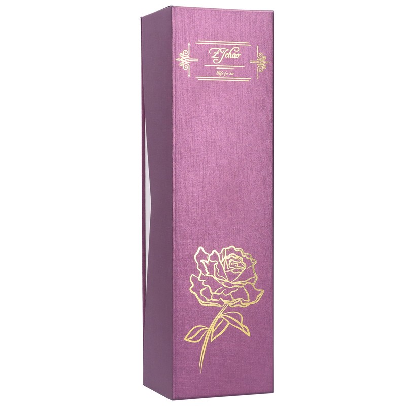 24K GoldPlated Rose Flower Pink Green Leaf for Valentine's Day