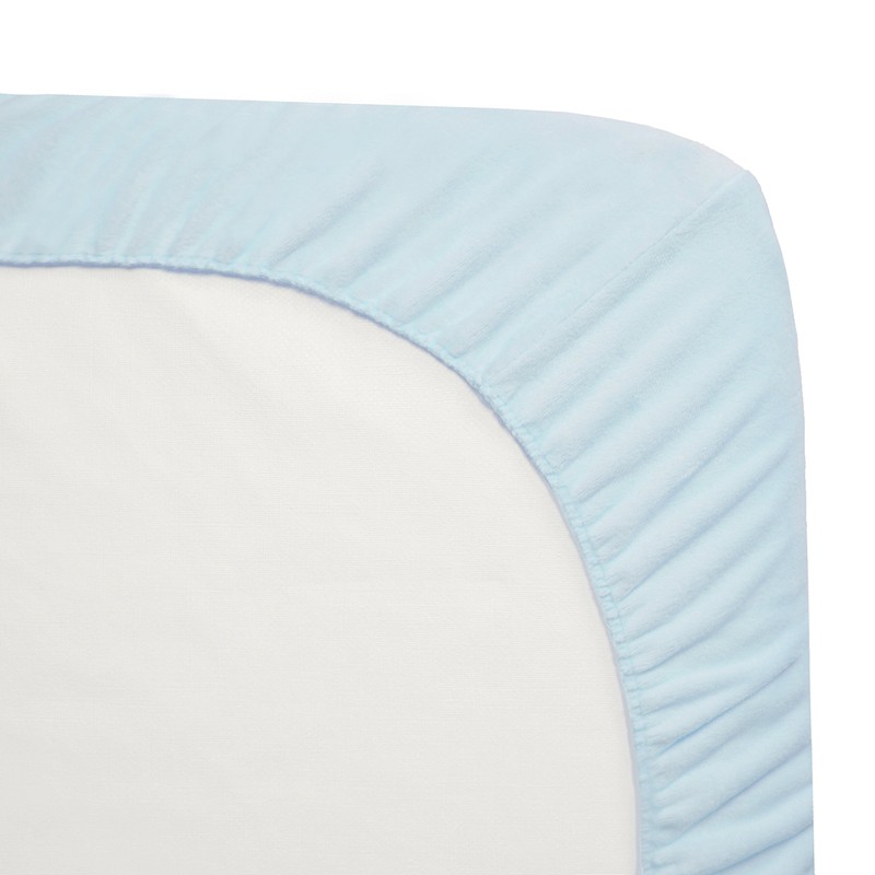 TL Care Heavenly Soft Chenille Mini Crib Sheet, Blue, 24