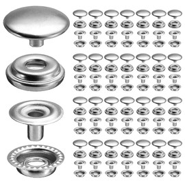 27Sets 15mm Stainless Steel Fastener Snap Press Stud Button Kits for Coats Bags Leathers Marine Boat Canvas Silver Line 24 Silver