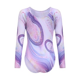 trudge Children's leotard leotard girls leotard long sleeve jersey training dance wear gymnastics body dance wear competition 3-12 years, Liquid Purple