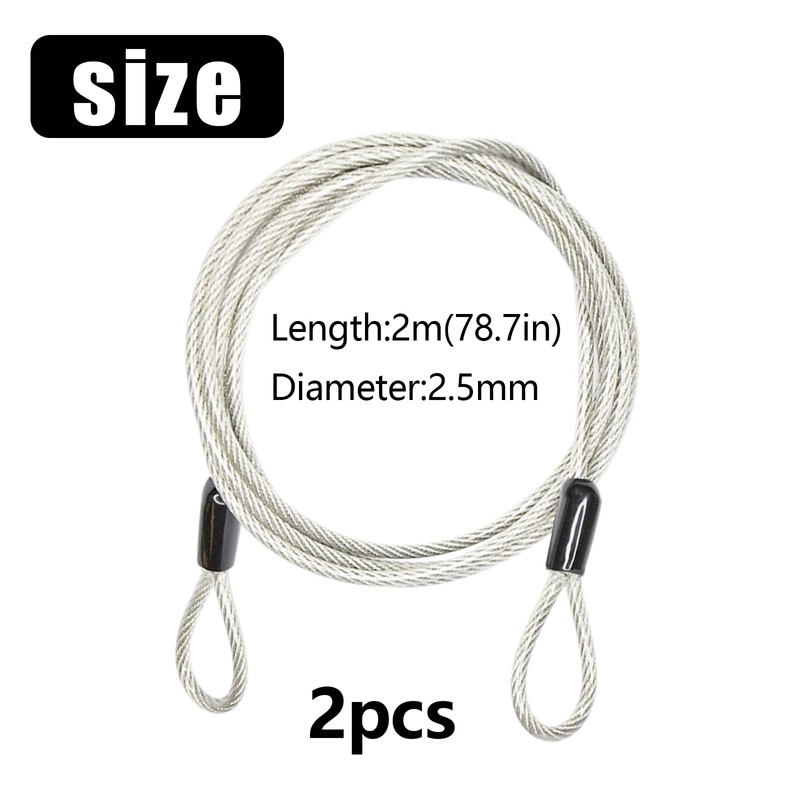 Beticam Bike Lock Cable 2mx2.5mm Double Loop Safety Cable Braided