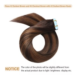 YILITE Extensiones Cabello Natural 14in Balayage Balayage Marr 40gr