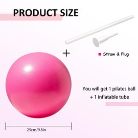 Pilates Ball, Gym Ball, Soft Pilates Ball, Small Anti Burst Exercise Ball, Exercise Swiss Ball, Mini Barre Ball for Yoga, Pilates, Balance, Physical Therapy, Stretching and Core Fitness(25CM) (pink)