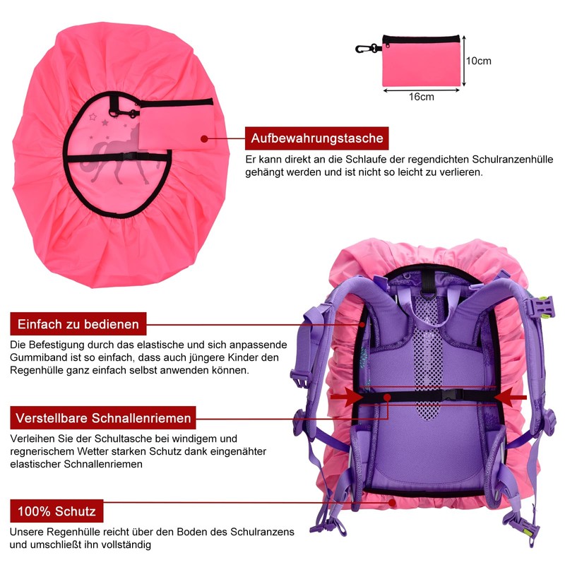 Rain Cover School Bag, Waterproof Reflective Backpack Rain Cover Protective