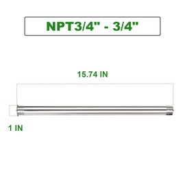 TAISHER TAISHER 2PCS Stainless Steel Pipe Fittings, 3/4" NPT Male x 3/4" NPT Male Threaded, 16" Length Nipple Cast Pipe
