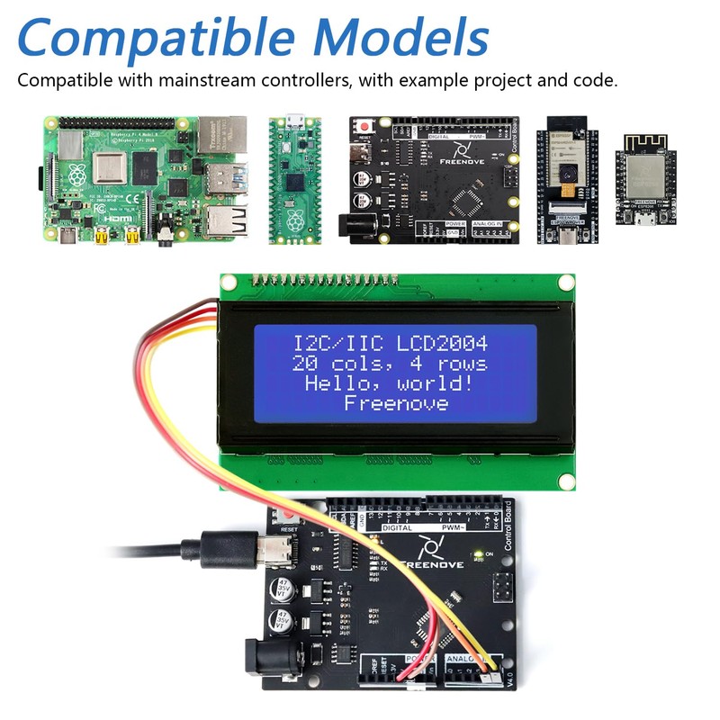 Freenove I2C IIC LCD 2004 Module (2 Pack), TWI Serial