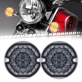 1157 3-1/4 Inch Front LED Turn Signal Flat Smoke Lens 1157 Base Amber and White Lamp for Harley-Davidson Road Glide Road King Softail Ultra Classic Ultra Limited Electra Glide (2 Pack)