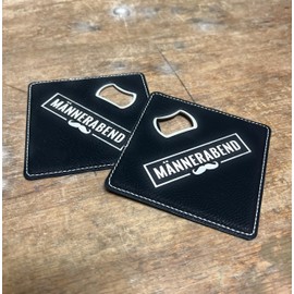 Coaster with Integrated Bottle Opener - The Ideal Gift for Men's Evenings (Set of 2)