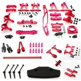 Chanmoo RC TT-02 Full Set Upgrade Kit Aluminum Drive Shaft Swing Arm Steering Cup CVD Bumper Motor Base Suspension Arms For Tamiya TT02 Upgrade Part 1/10 On Road Touring Rally Racing Car (Red 21PCS)