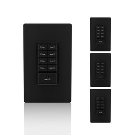 TOPELER Countdown Light Switch, Timer Switch with Constant On Mode for Bathroom Fan and Light, Delay Time Program Up to 4H, Daily Repeat, Screwless Wall Plate Include, Black, 4 Pack
