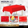Amcrate Rectangular Plastic Red Reusable Tablecloth Cover - Ideal for