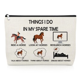 Horse Gifts for Women Horse Lovers Makeup Bag Inspirational Gift for Equestrian Cowgirls Daughter Niece Mom Friends Aunt Sister Animal Themed Cosmetic Bag Christmas Birthday Present Travel Pouch